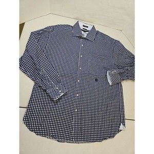 Tommy Hilfiger Men's L Navy White Plaid shirt Large Button Down Up